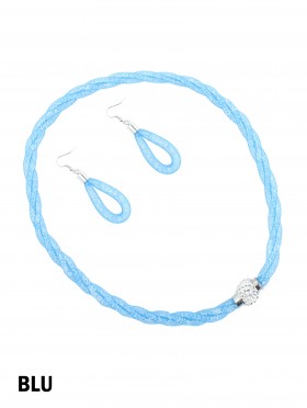 SPARKLE TWIST TUBE NECKLACE & EARRING SET